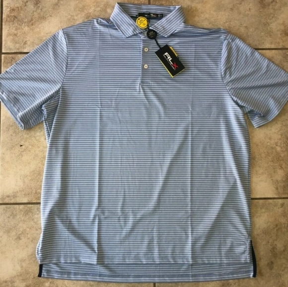 Ralph Lauren Other - RLX Ralph Lauren Wicking UPF Golf  Polo Shirt Stripe Spyglass Blue